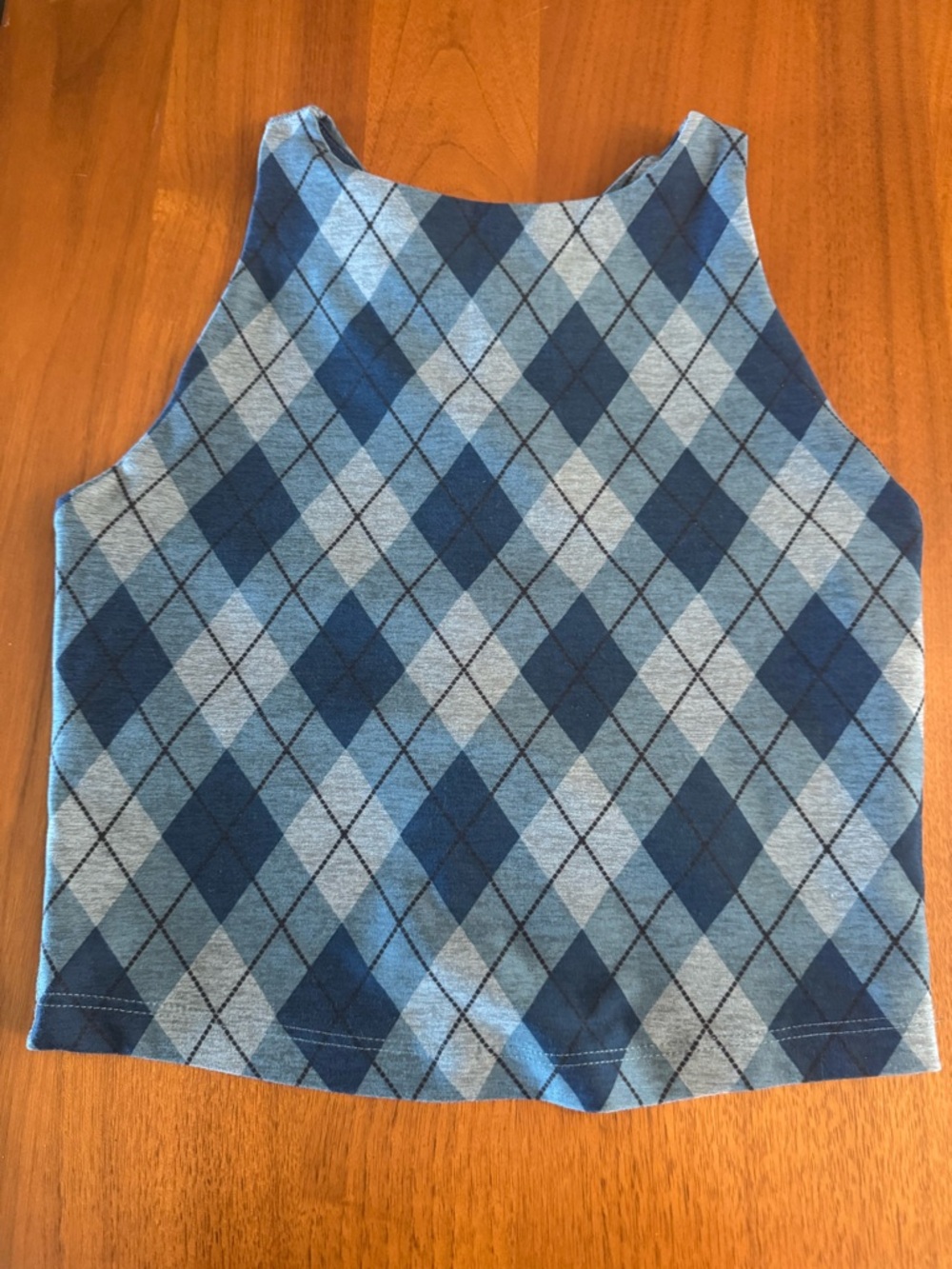 Beyond Yoga Argyle SoftMark Refocus Cropped Tank - Blue Beyond Argyle / XS